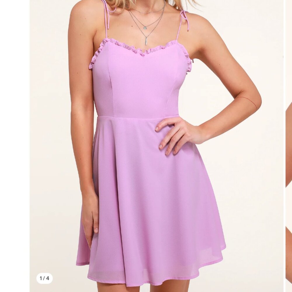 EUC Lulus Celebration Lavender Ruffled Skater Mini Dress Small